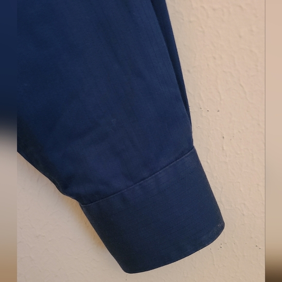 PERRY ELLIS PORTFOLIO Men's Blue Long Sleeve 100% Cotton Dress Shirt-Size Large - Picture 2 of 7